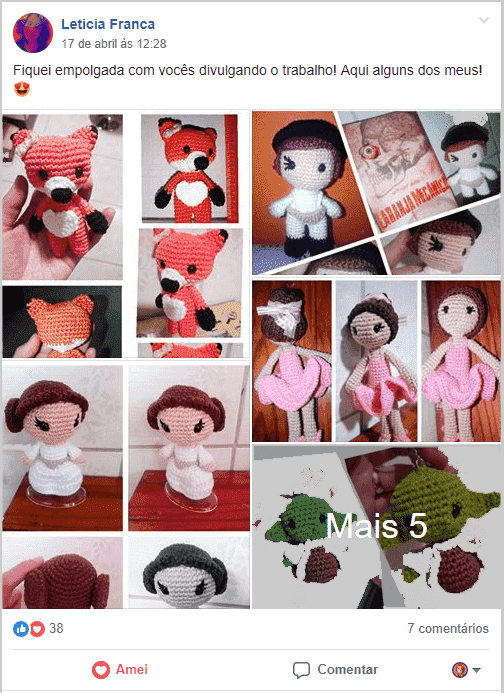 Imagens de amigurumis de raposa, elefante, princesa e menina